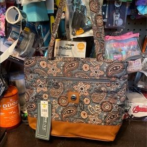 Quilted Satchel Purse - Grey Blue